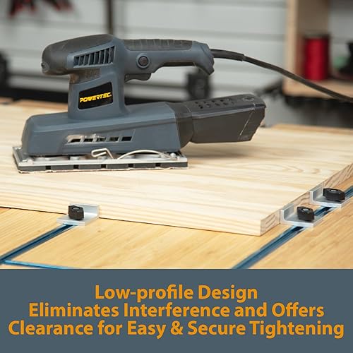 Miniatura 7 de POWERTEC 71821 Kit de parada corta bidireccional, bloque de tope de pista en T para carpintería en T, lijado y enrutamiento, 4 unidades