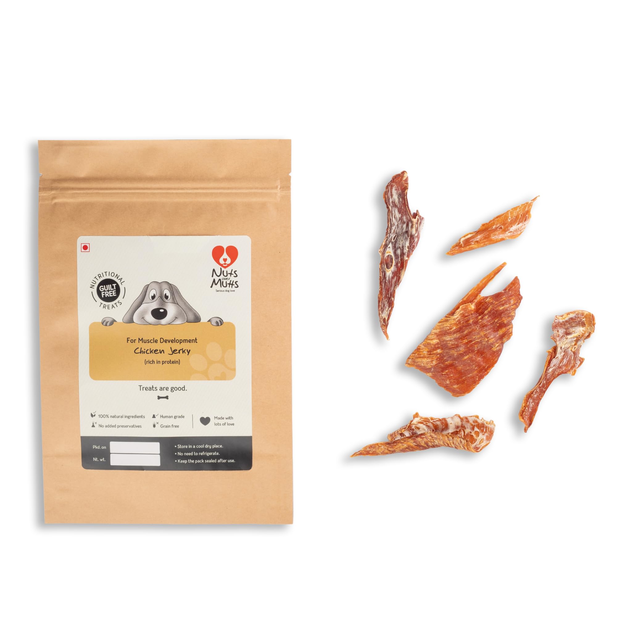Nuts over Mutts Dehydrated Chicken Jerky. Single Ingredient Treat Chicken Breast only. Crispy, All-Natural, no preservatives, no Chemicals. 1 Pack (100 gm) (B0D9KD3PYK) Amazon Price History, Amazon Price Tracker