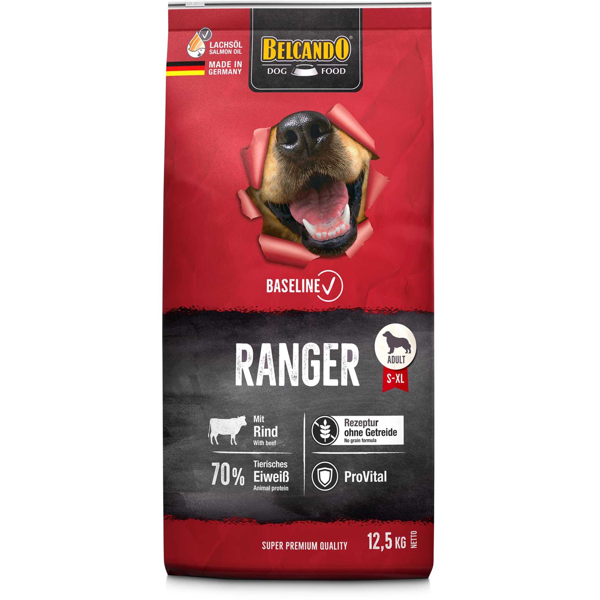 BELCANDO Baseline Ranger [12,5kg] Cibo secco per cani senza cereali | Mangime completo per cani adulti | Adatto a tutte le razze