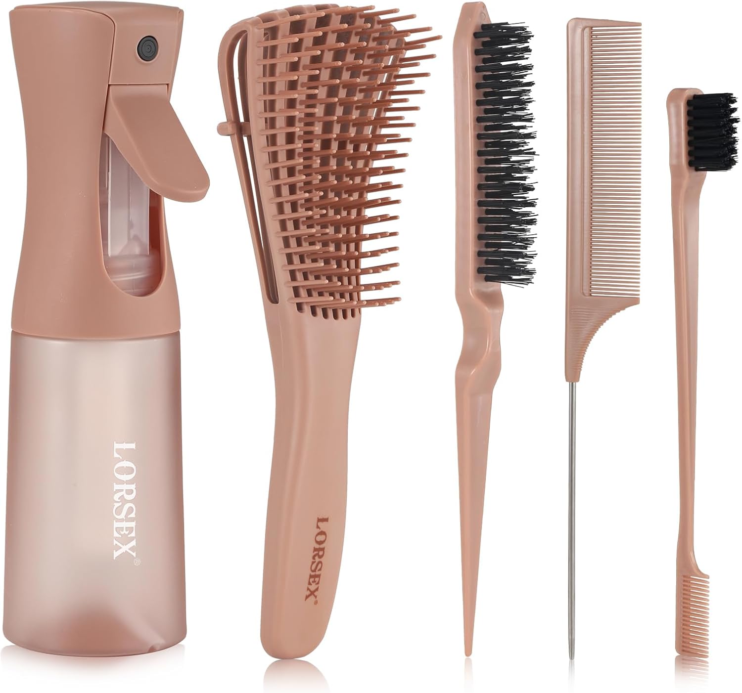 Szczotka do włosów z butelką z rozpylaczem 200 ml, szczotka do rozczesywania włosów naturalnych do włosów afro 3a do 4c kręconych, falowanych i kręconych włosów (terakota)