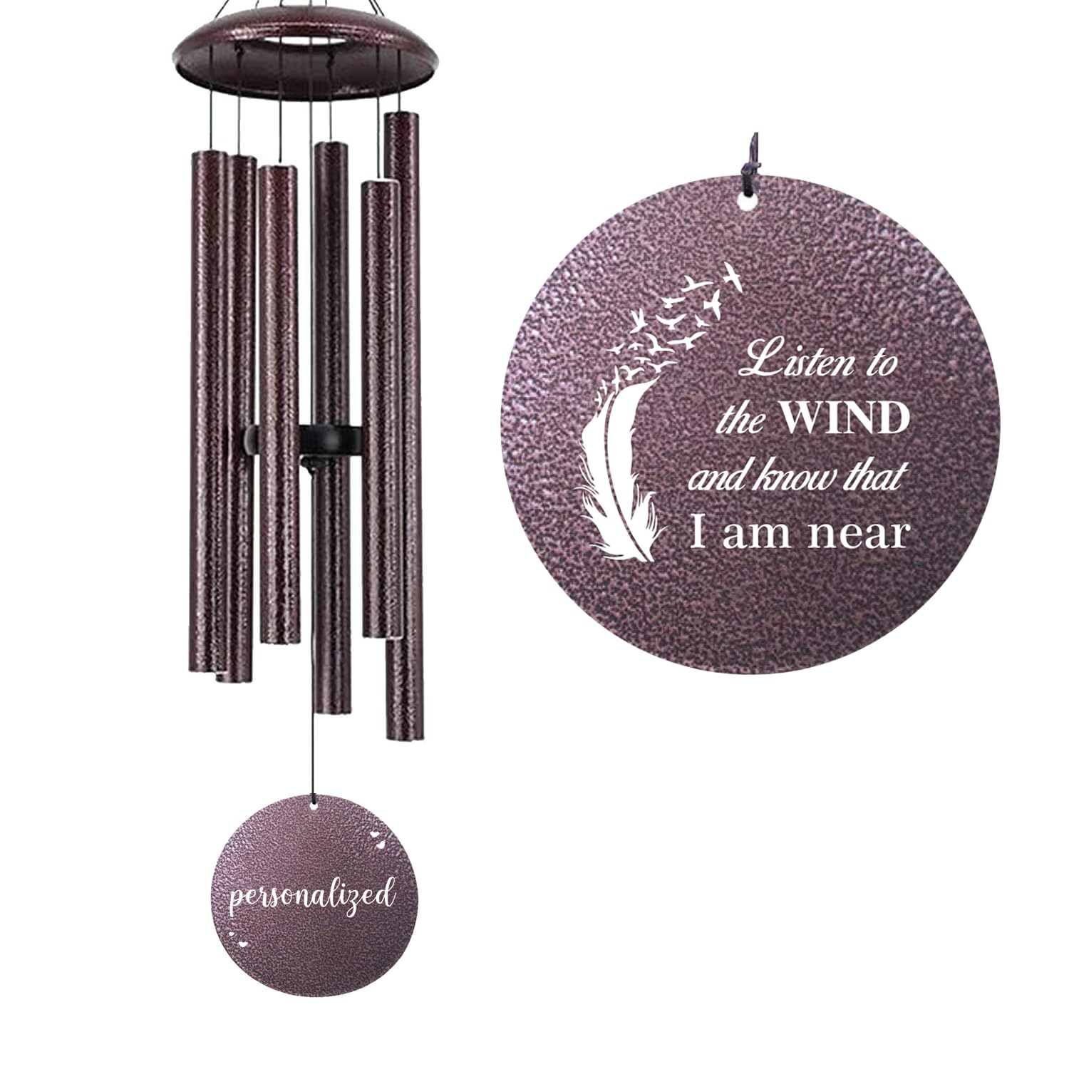 Personalized Wind Chimes Memorial Gifts, Listen to the Wind Know I am Near