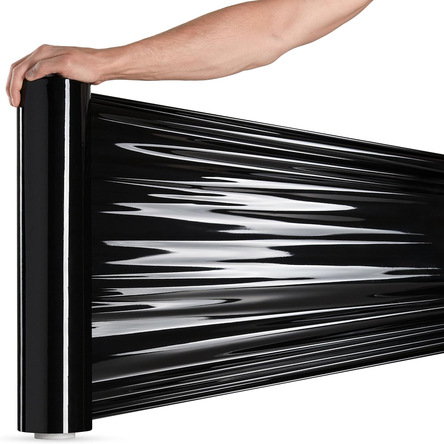 RAGO® Stretchfolie Schwarz 2 Stück I Möbelfolie 300m folie für möbel Hand Stretchfolie rollen I Palettenfolie Handfolie Wickelfolie I Verpackungsmaterial (40 x 9,5 x 9,5 cm) 1,85 kg I 300m Länge