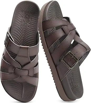 KuaiLu Gladiator Sandals for Women with Comfortable Arch Support Summer Beach Walking Fisherman Slides Boho Outfits Slip on Cushion Shoes Indoor Outdoor