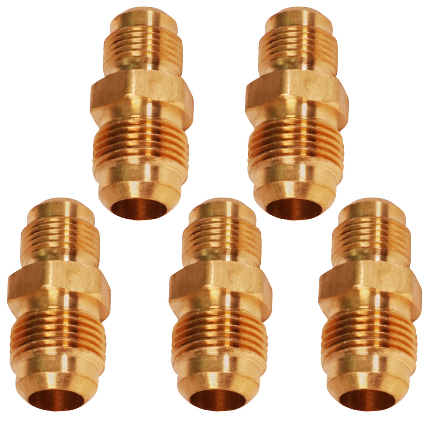 Highcraft G42S-585812-5 Acoplamiento de tubería de unión reductora de llamarada de 5/8" x 1/2" Conexiones de diámetro exterior de latón (paquete de 5)