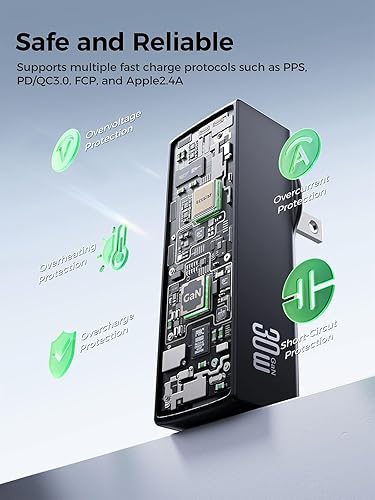 Miniatura 5 de THREEKEY Cargador portátil, cargador de batería de viaje de 5000 mAh, 20 W PD con puerto USB-C y cargador de pared GaN de 30 W para iPhone serie