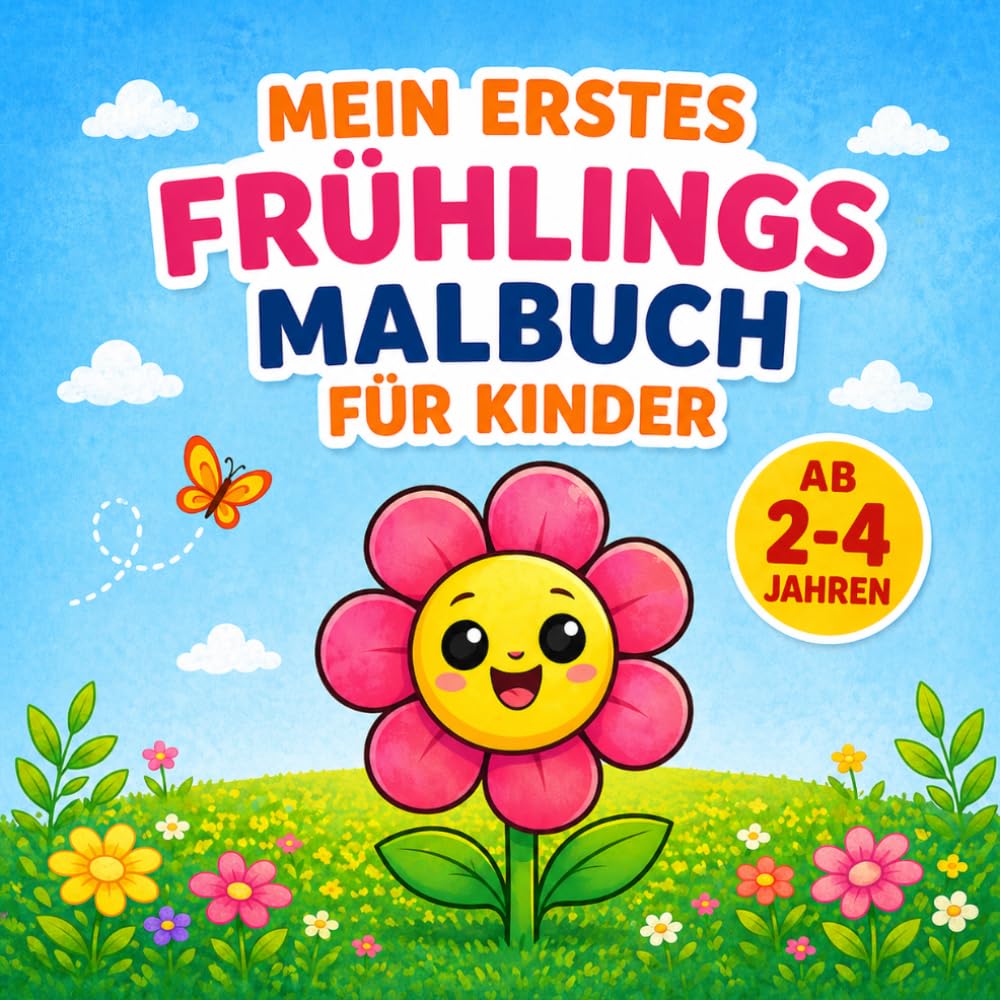 Mein erstes Frühlings-Malbuch für Kinder ab 2 Jahren: Große und einfache Ausmalbilder für Kleinkinder mit Blumen, Tieren und Schmetterlingen