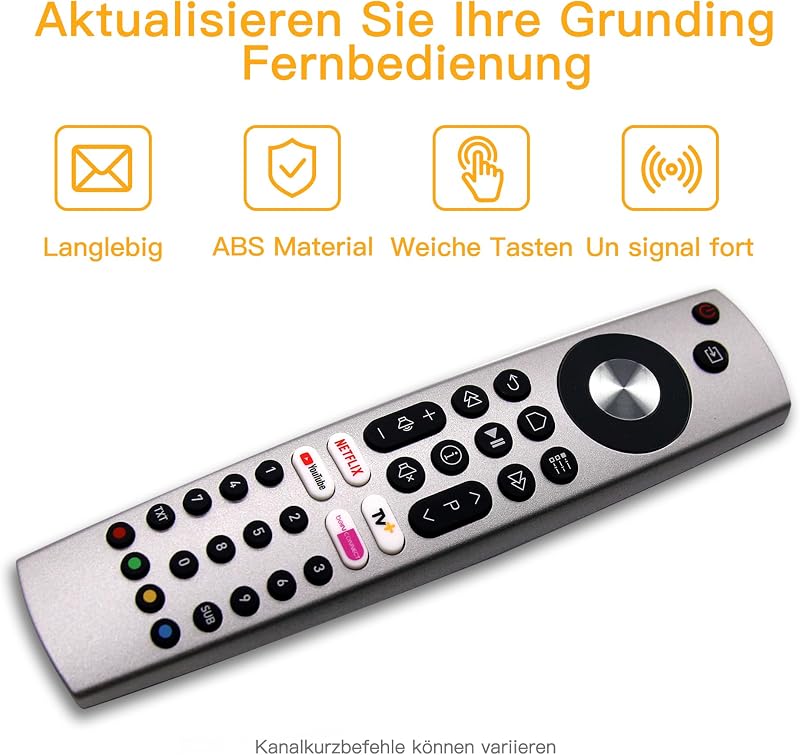 FOXRMT Grundig TV Távirányító - Univerzális Távirányító Grundig Televízióhoz - Azonnali Használat RC4353922 Modellekhez - 4 Gyorsgombbal