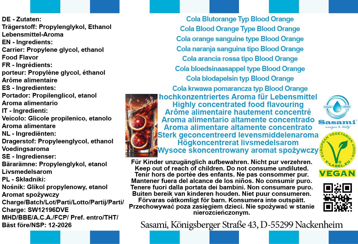 Cola krwawa pomarańcza typ Blood Orange aromat koncentrat – Wegański – Sasami – 100ml
