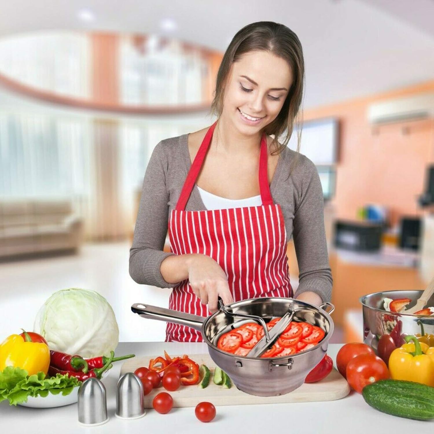 Stainless Steel Food Mill with 3 Grinding Discs Hand Crank Mashing Tool for Fruits Veggies Soup Sauce Jam Baby Prep