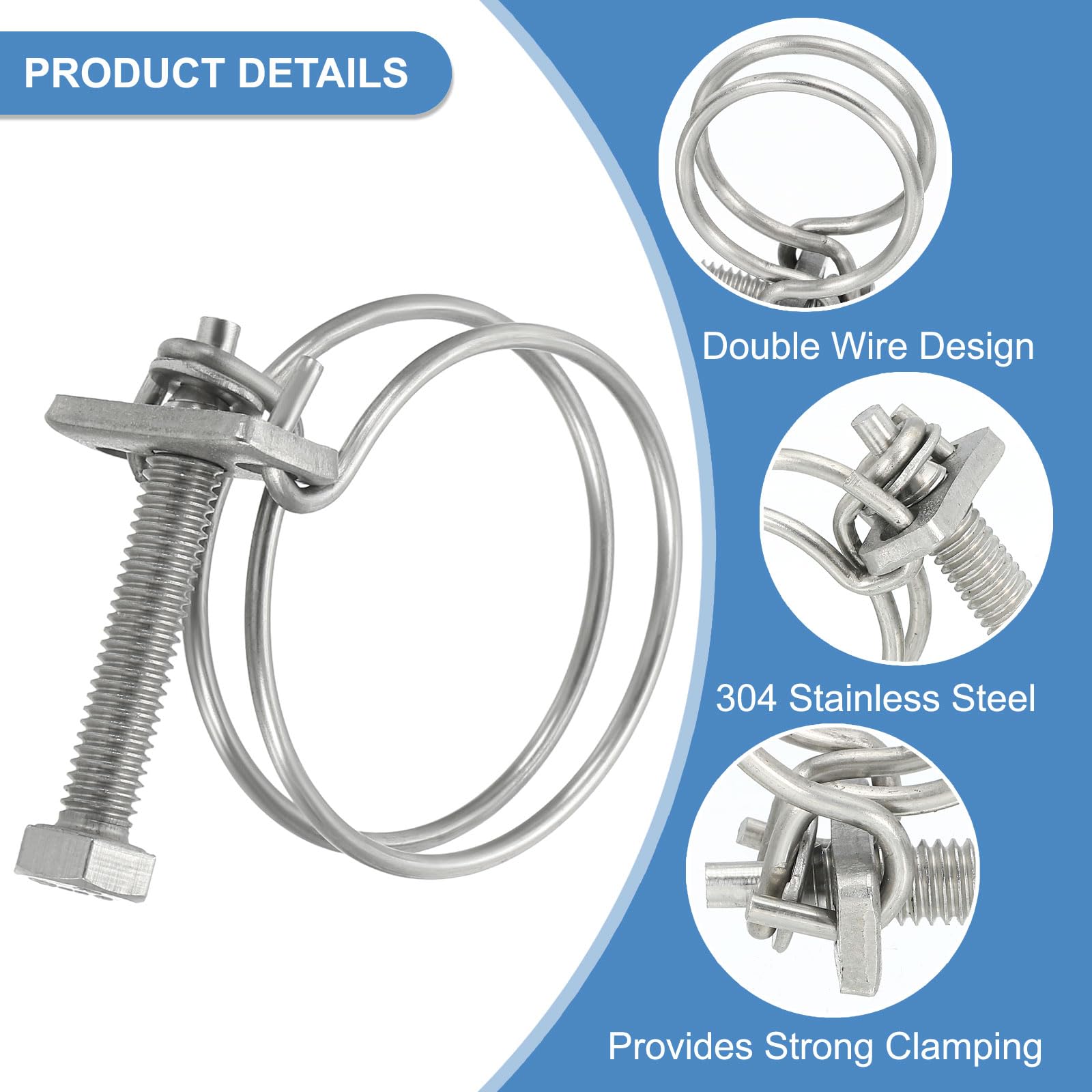 PATIKIL 36-40mm Adjustable Double Wire Hose Clamp - Image 3