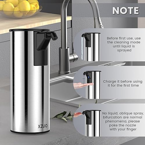 Miniatura 3 de Dispensador automático de jabón sin contacto, 11.8 onzas, ajuste de 4 niveles, dispensador automático de jabón de manos de acero inoxidable,