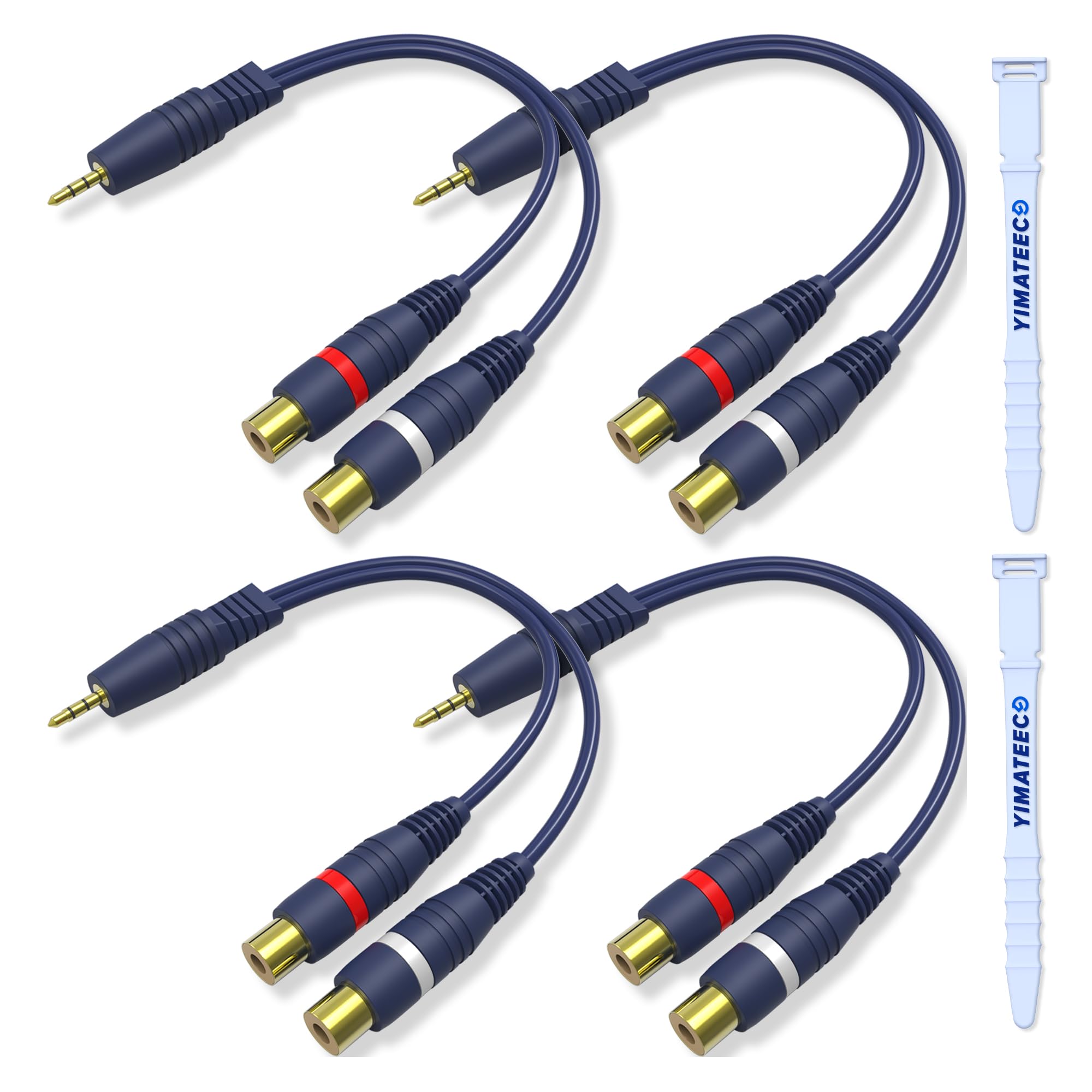 YIMATEECO 3.5mm to RCA Cable, Splitter Cables 1 Male to 2 Female y Adapter Splitter Cinch AV Cable for Subwoofer, Speaker, AMP, Turntable, Home