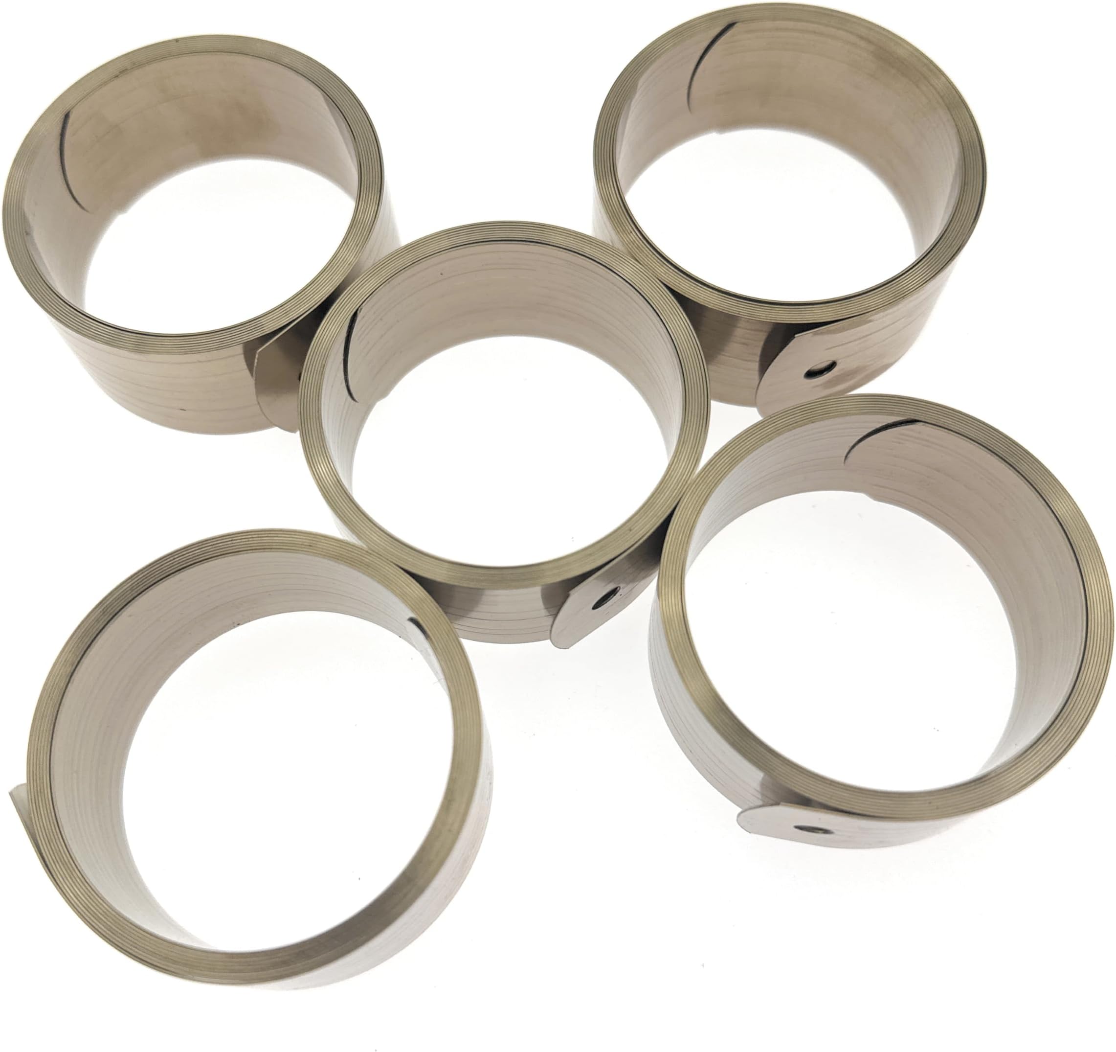 SUS301 Constant Force Spring，Load 3.51 lbs，ID 1.96",OD 2.2",Total Length 56",EXTANDED Length 42",Material Wideness 1",Material Thickness 0.015",Pack of 5