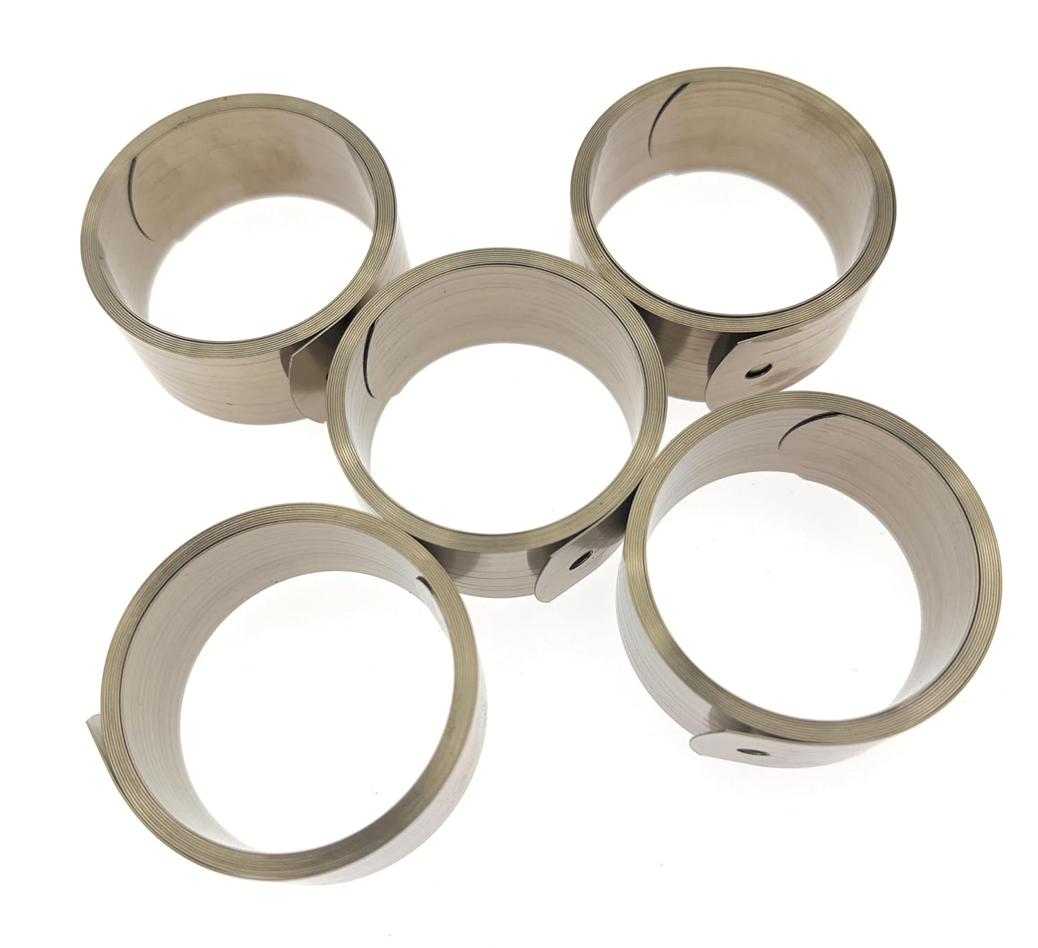 SUS301 Constant Force Spring，Load 3.51 lbs，ID 1.96",OD 2.2",Total Length 56",EXTANDED Length 42",Material Wideness 1",Material Thickness 0.015",Pack of 5