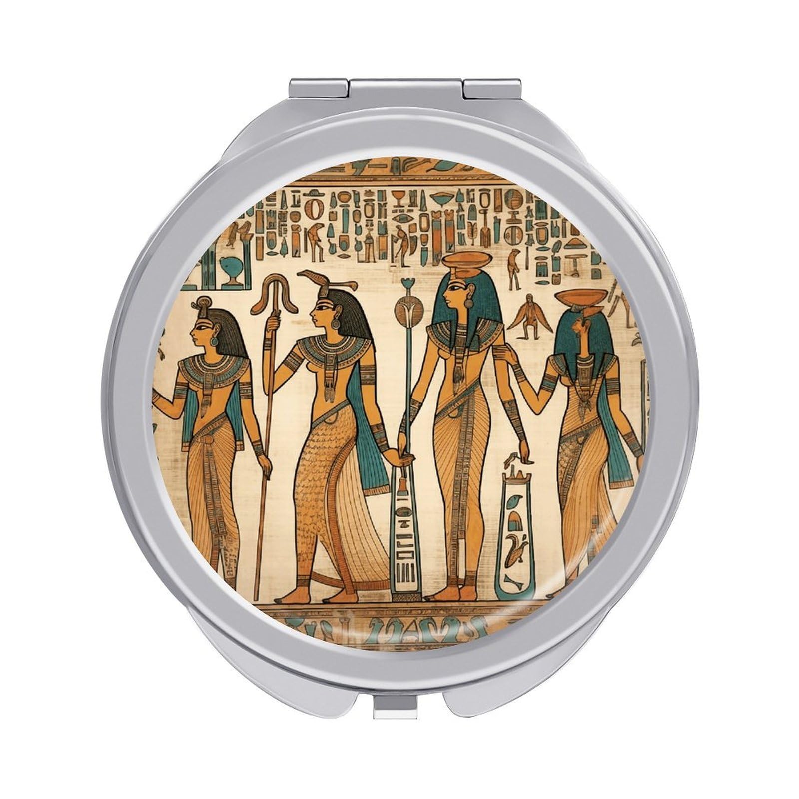 VstaDank Women in Ancient Egypt Travel Makeup Mirror Cute Compact Mirror for Women 1X/2X Magnifying Metal Pocket Makeup Mirrors Folding Round Makeup Mirrors for Handbag Wallet & Gift