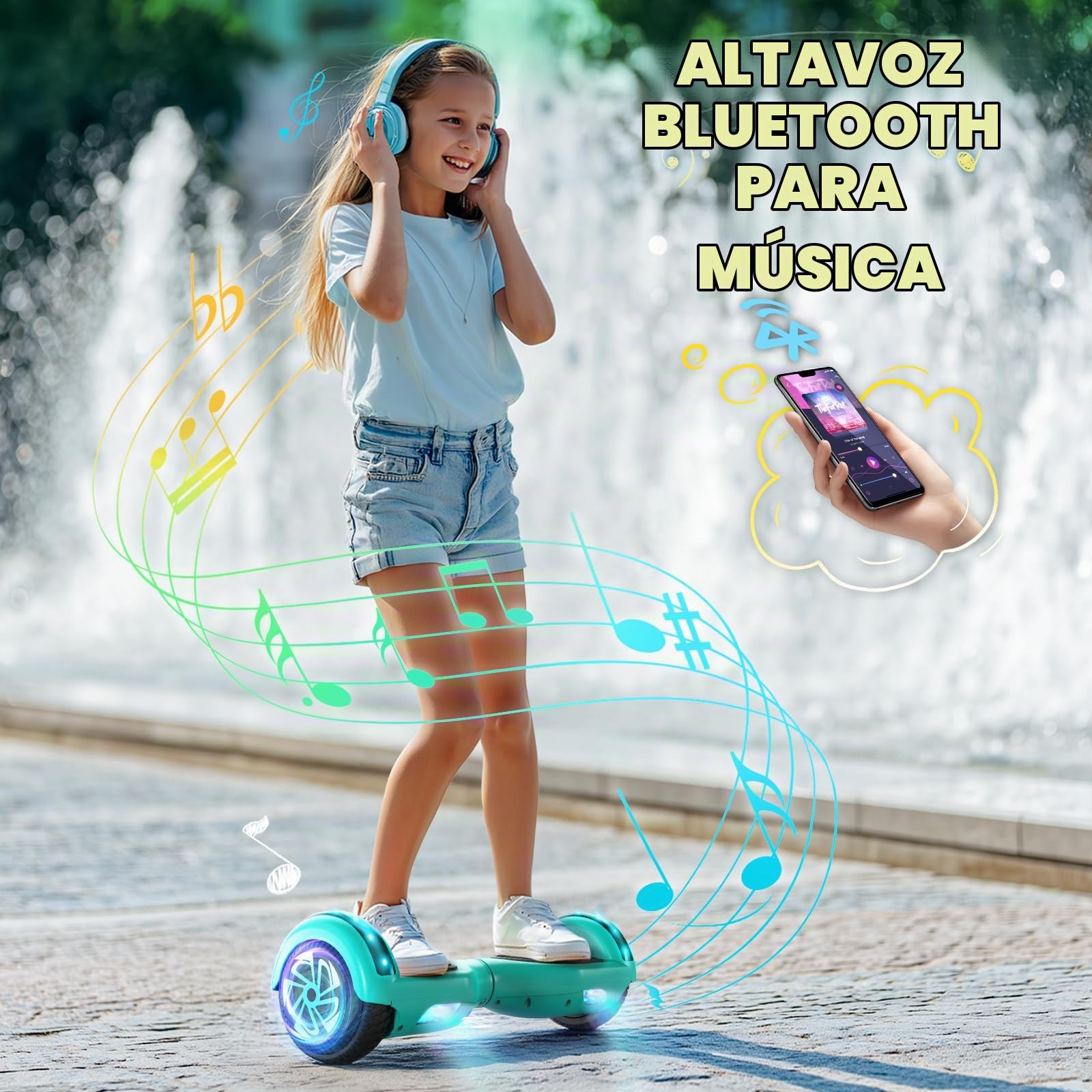 SISIGAD Hoverboard Auto-EQUILIBRADO - Altavoces Bluetooth DE 6,5", LUZ LED - - Certificado UL2272 de Seguridad
