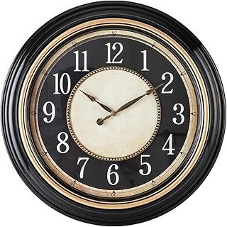 Pacific Bay Norden Huge Decorative Light-Weight 23-inch Wall Clock Silent, Non-Ticking, 3-D Dial, Easy-to-Read, Quartz Battery Operated, Glass Face Cover