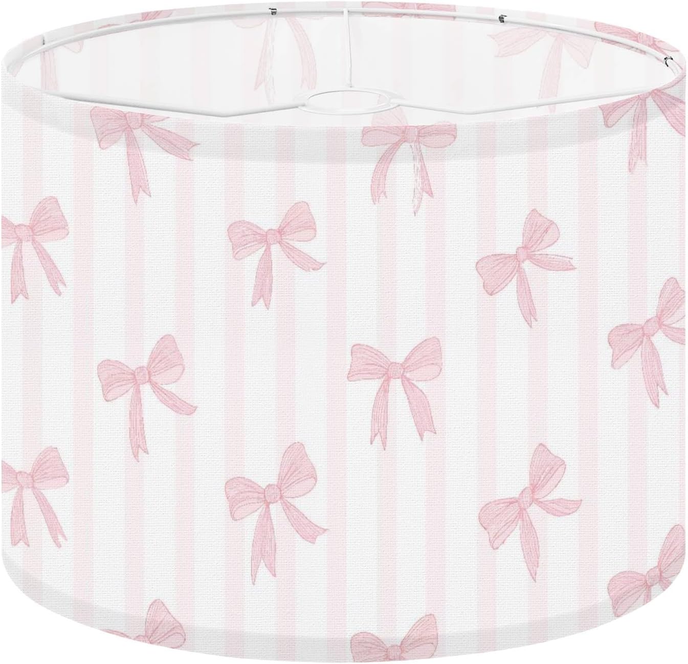 Drum Lamp Shades different pink bows striped seamless for girl coquette Lamp Shade for Floor Lamps Table Lamps Pendant Light Linen 13"x13"x10" Linen Replacement Large Lampshades
