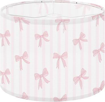 Drum Lamp Shades different pink bows striped seamless for girl coquette Lamp Shade for Floor Lamps Table Lamps Pendant Light Linen 13"x13"x10" Linen Replacement Large Lampshades