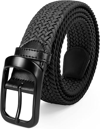 FAIRWIN Mens Golf Belt, Stretch Braided Elastic Woven Casual Jeans Belts 1 3/8" Nylon Web Work Belts for Men