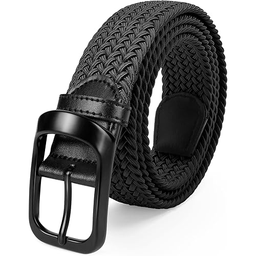 FAIRWIN Men's Golf Belt, Stretch Braided Elastic Woven Casual Jeans Belts 1 3/8" Nylon Web Work Belts for Men