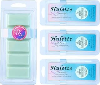 Hulette Cotton & Sea Salt Soy Wax Melts 5 Count, Green Chromotherapy Rectangles, Premium Handcrafted Aromatherapy Fragrance, Long-Lasting Non-Toxic Scented Wax, 4 Pack