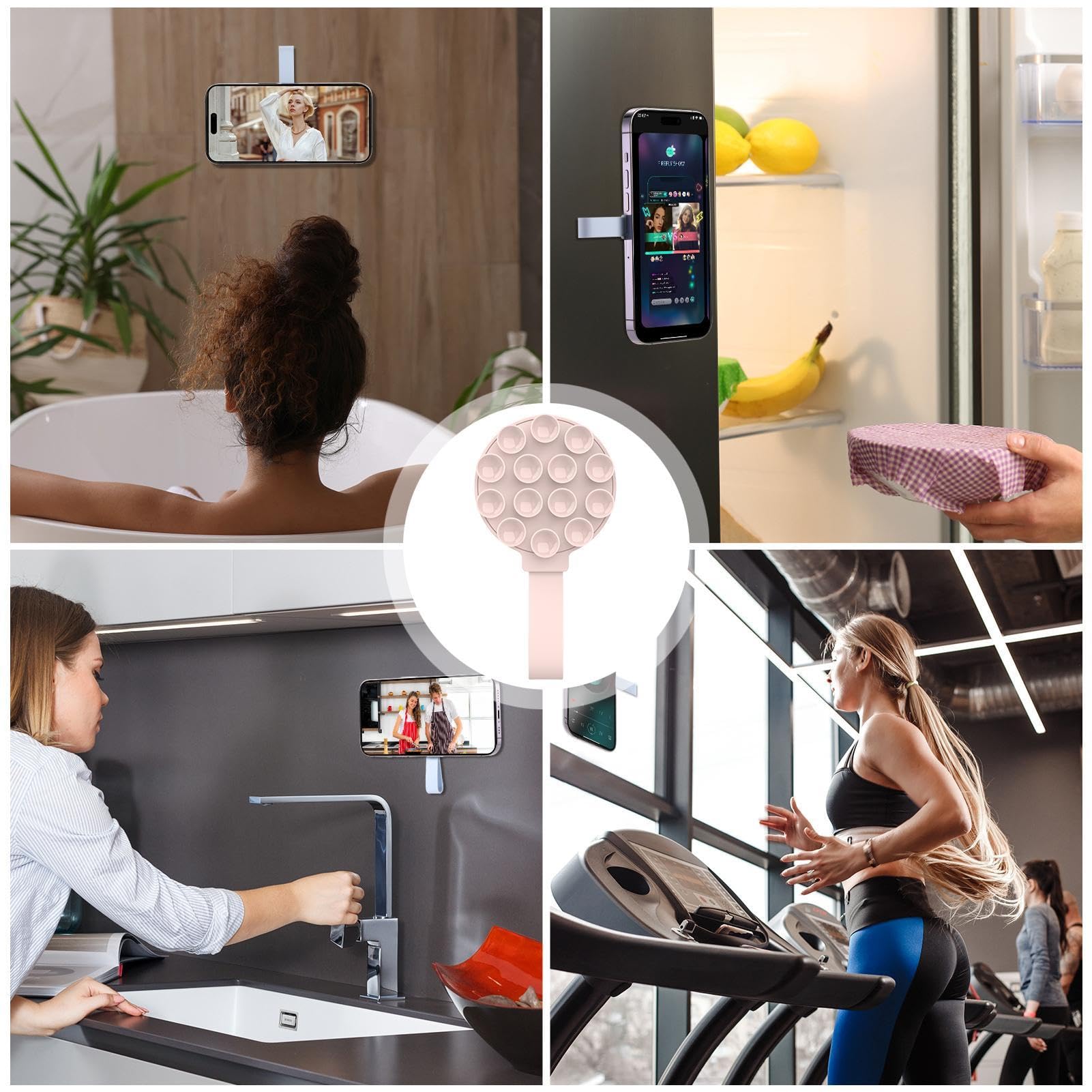 Kleverige telefoonhoes - Siliconen zuignap telefoongreep, antislip siliconen telefoon kleverige grip met ringgesp, douche muur telefoonhouder voor de meeste telefoons Kleverige telefoonhoes - Siliconen zuignap telefoongreep, antislip siliconen telefoon kleverige grip met ringgesp, douche muur telefoonhouder voor de meeste telefoons