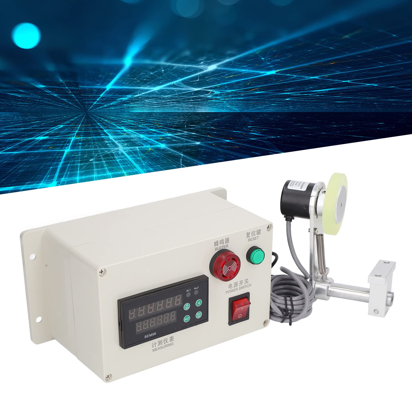 Contametri Digitale per Yard, con Staffa a Molla Misuratore di Lunghezza della Ruota del Cavo a Rullo a 6 Cifre AC100‑240V per stabilimenti tessili, stabilimenti tessili,