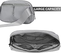Vista 26 de Cangurera cruzada para mujer, mini bolsa para cinturón de 1 litro con correa ajustable de 32 a 51 pulgadas, bolsa de cintura pequeña para viajes