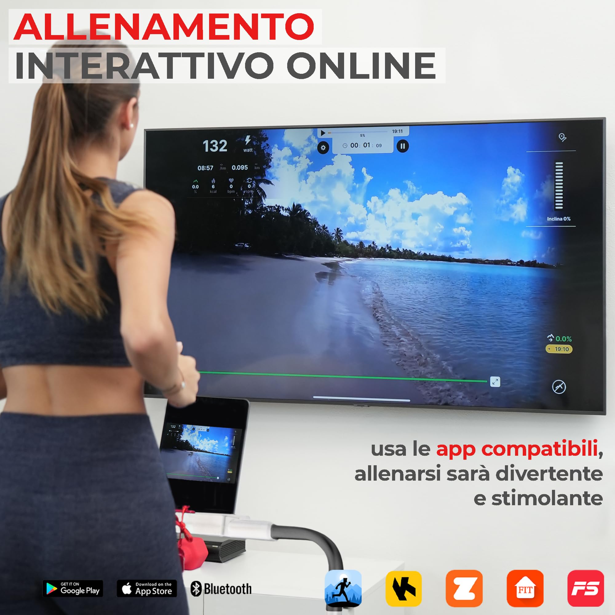 IDS Tapis Roulant Salvaspazio 10 o 14 km/h | Marchio Italiano | Compatibile APP Bluetooth + Programmi | Pieghevole Compatto Elettrico | Indoor Sports GARANZIA e Assistenza ITALIA