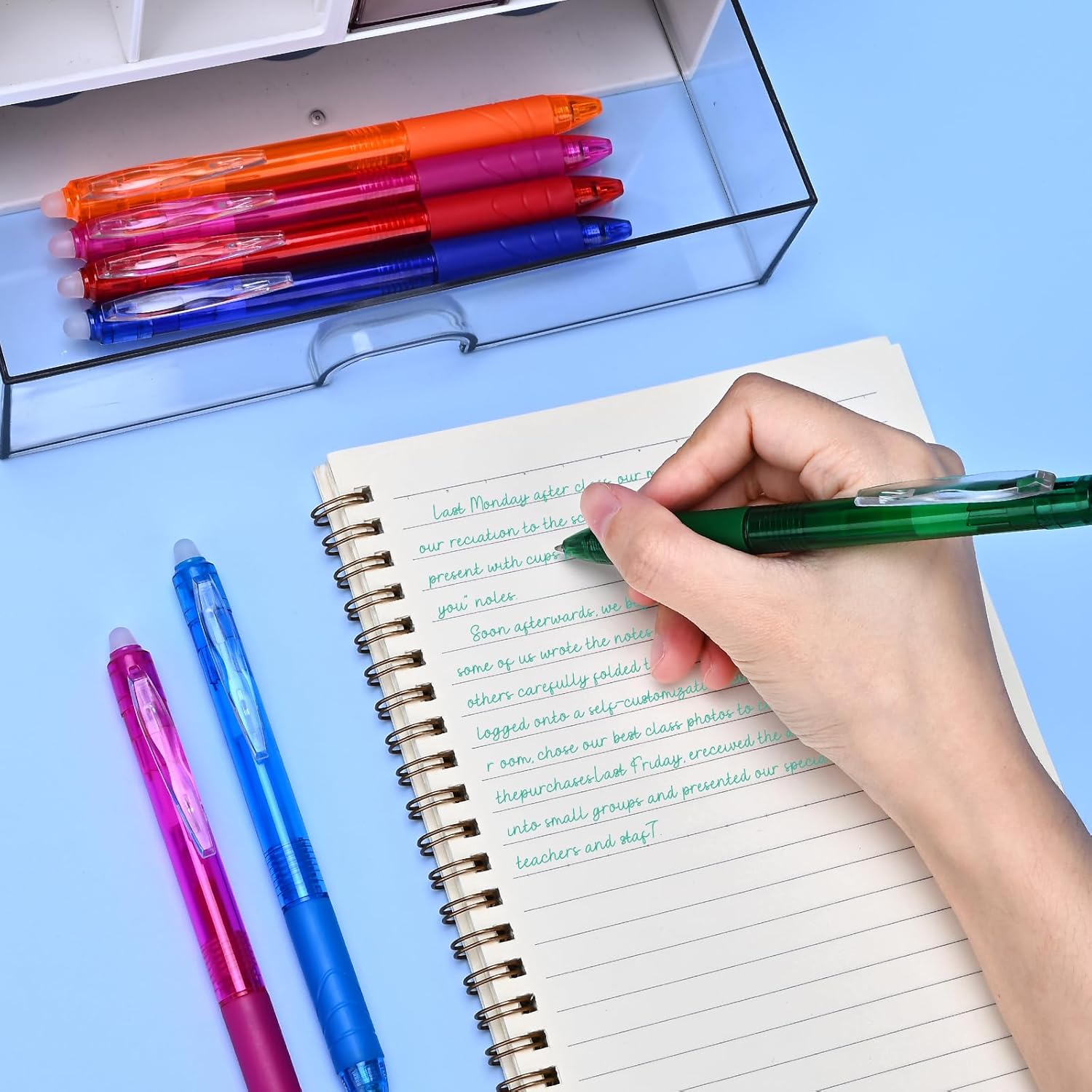 Temiary 12Pcs Erasable Gel Pens Multicolor, Easy to Erase No Smudge, Fine Point Colorful Pen Smooth Writing for Note Taking, Assorted Color Ink for School Office Stationary (0.5 mm) - Image 5