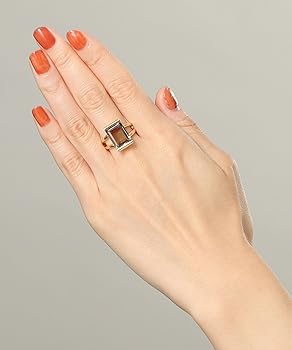 美品✨COCOSHNIKココシュニック バゲットリング中 スモーキークォーツ K10カラーストーン（スモーキークォーツ） バゲットリング中