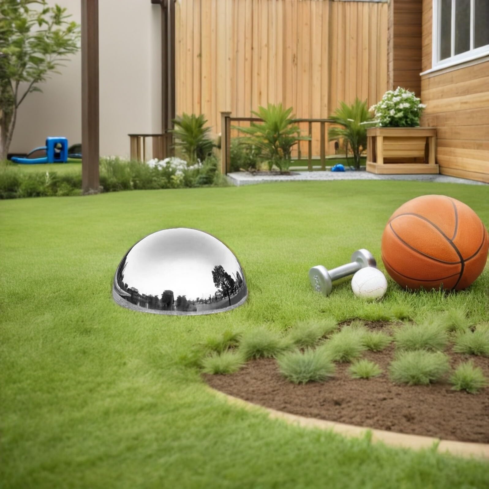 CALLARON Sfere Riflettenti da Giardino 4pezzi in Acciaio Inossidabile Semi Sfera Finitura Specchiata, Resistenti e Infrangibili per Decorazioni Patio e Spazi Esterni
