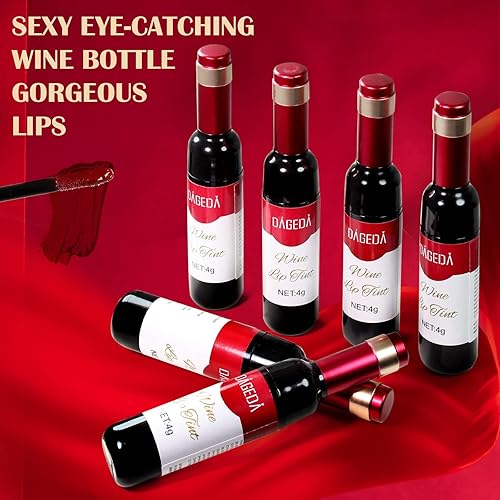 Miniatura 9 de DAGEDA Tinte labial de vino, 5 lápices labiales mate y 1 juego de rellenador de labios, lápiz labial líquido impermeable de larga duración, brillo