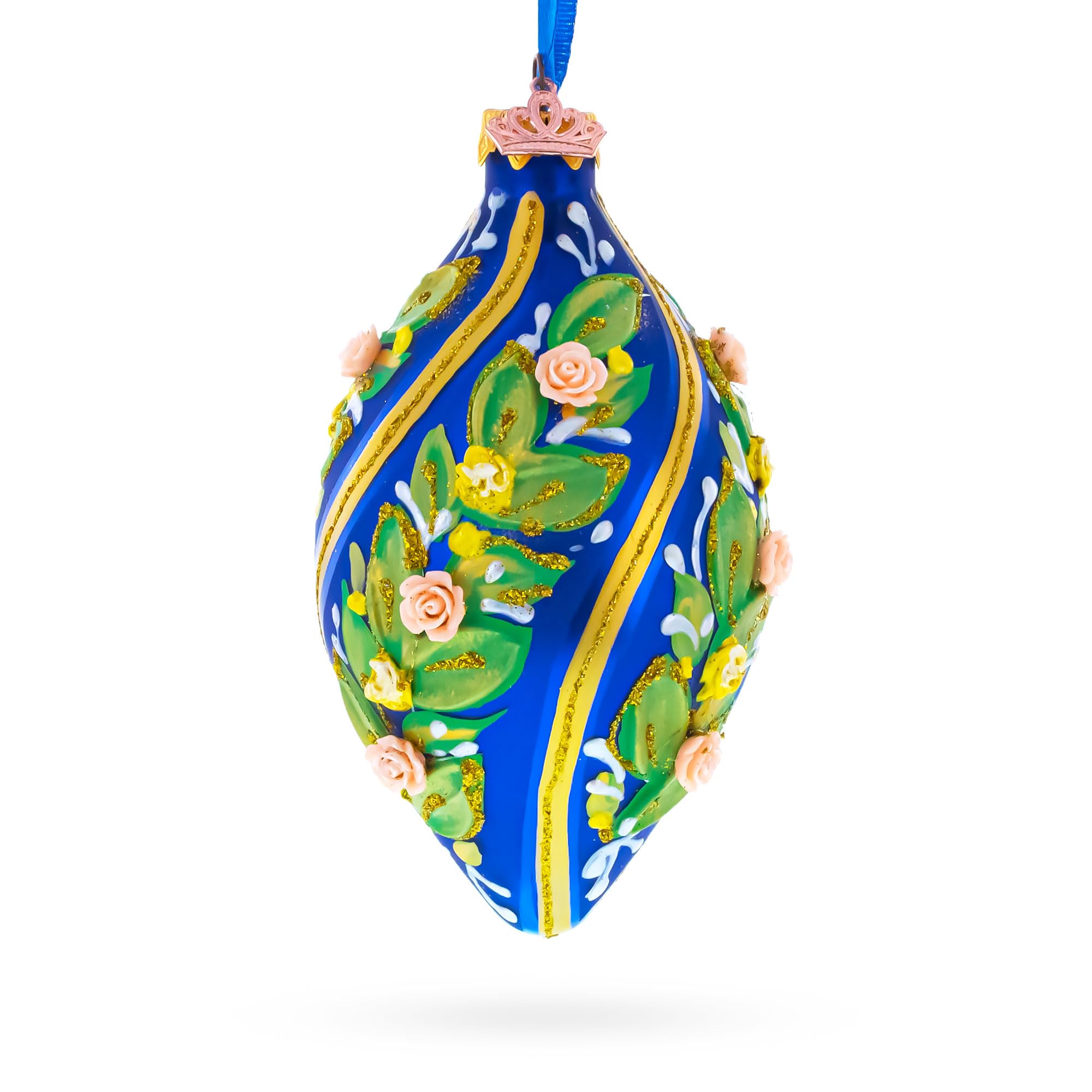 Décoration de Noël en forme de goutte verre bleu BestPysanky pour sublimer votre table de fête