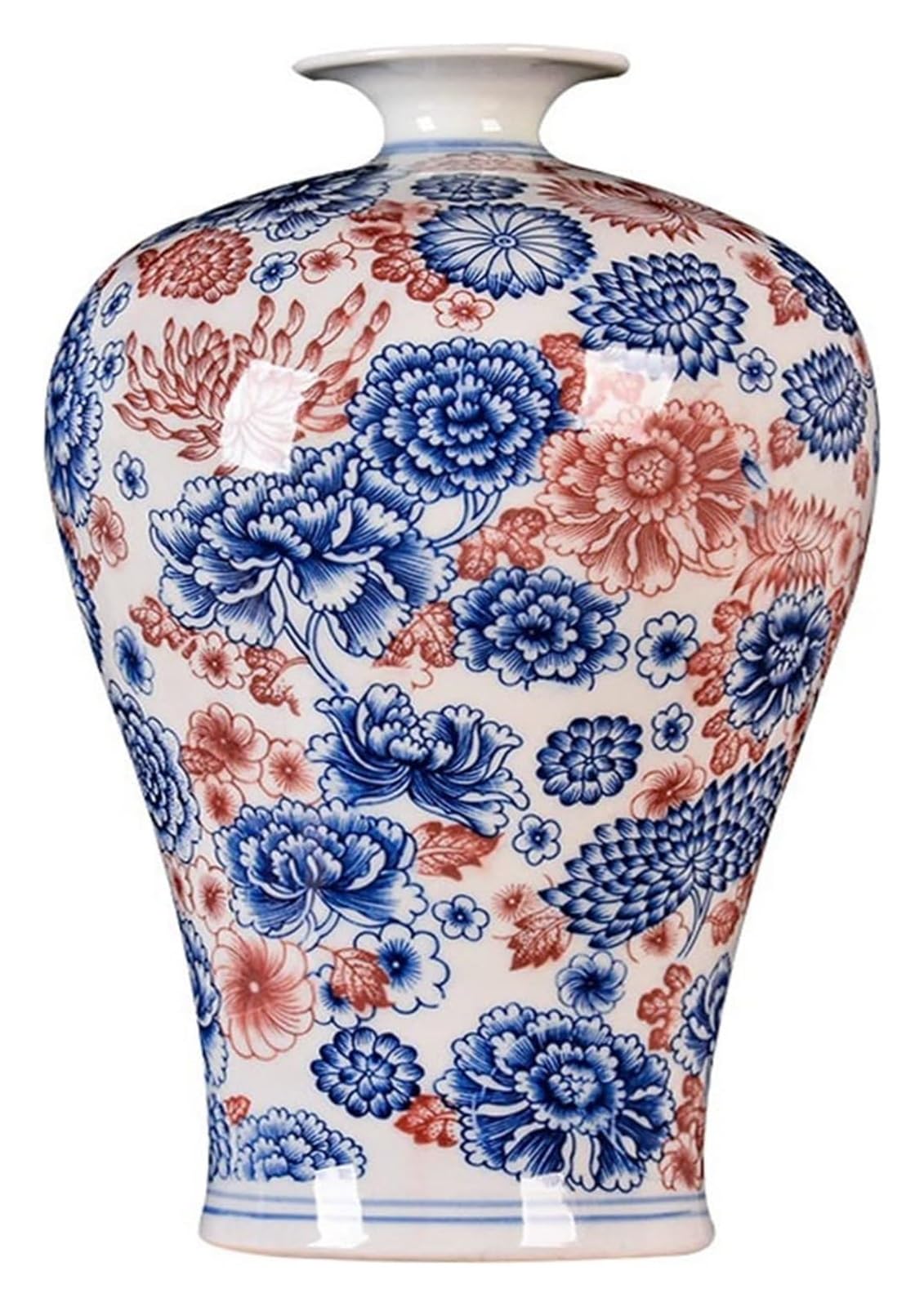 asdchZen Vase Flower Vase Exquisite Blue And White Porcelain Antique Jingdezhen Ceramic Vase 12.99 Inch Large High Vase Household Vases