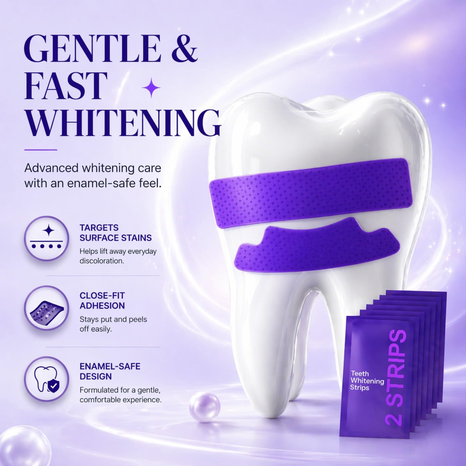 2026 New Purple Teeth Whitening Strips, Skin Tone Correcting Purple Teeth Whitening Strips, Remove Yellow Stains, Enamel Safe for Sensitive Teeth, 30-Minute Treatment, 1 Box - 14 Strips (1 box) — view 2