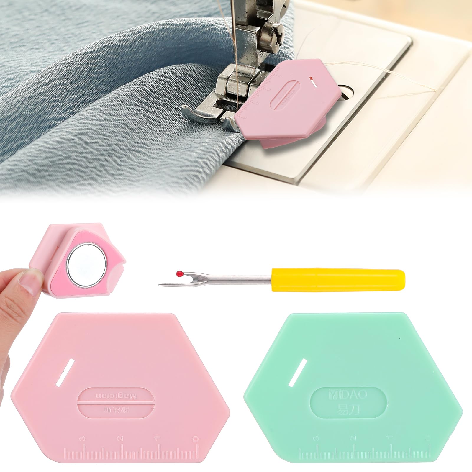 36-teiliges Nähzubehör Set - Inklusive Magnetischer Nahtführungen & Schneiderkreide