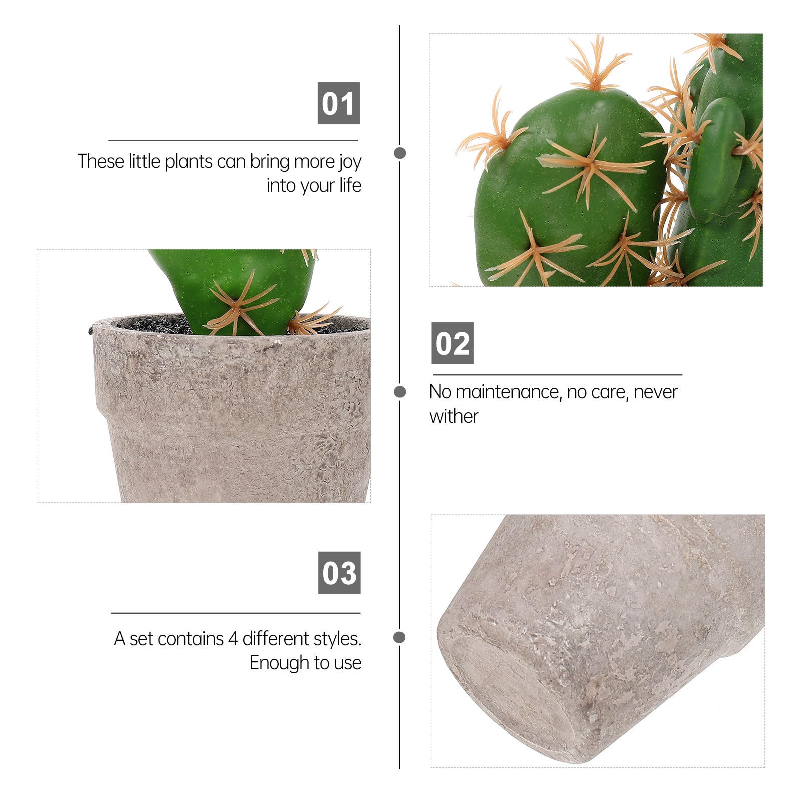 ABOOFAN Set 4pezzi Piante Grasse Finte Realistiche in Polpa e Plastica, Decorazione da Scrivania per Casa e Camera, Facile Cura Aspetto Fresco e Naturale
