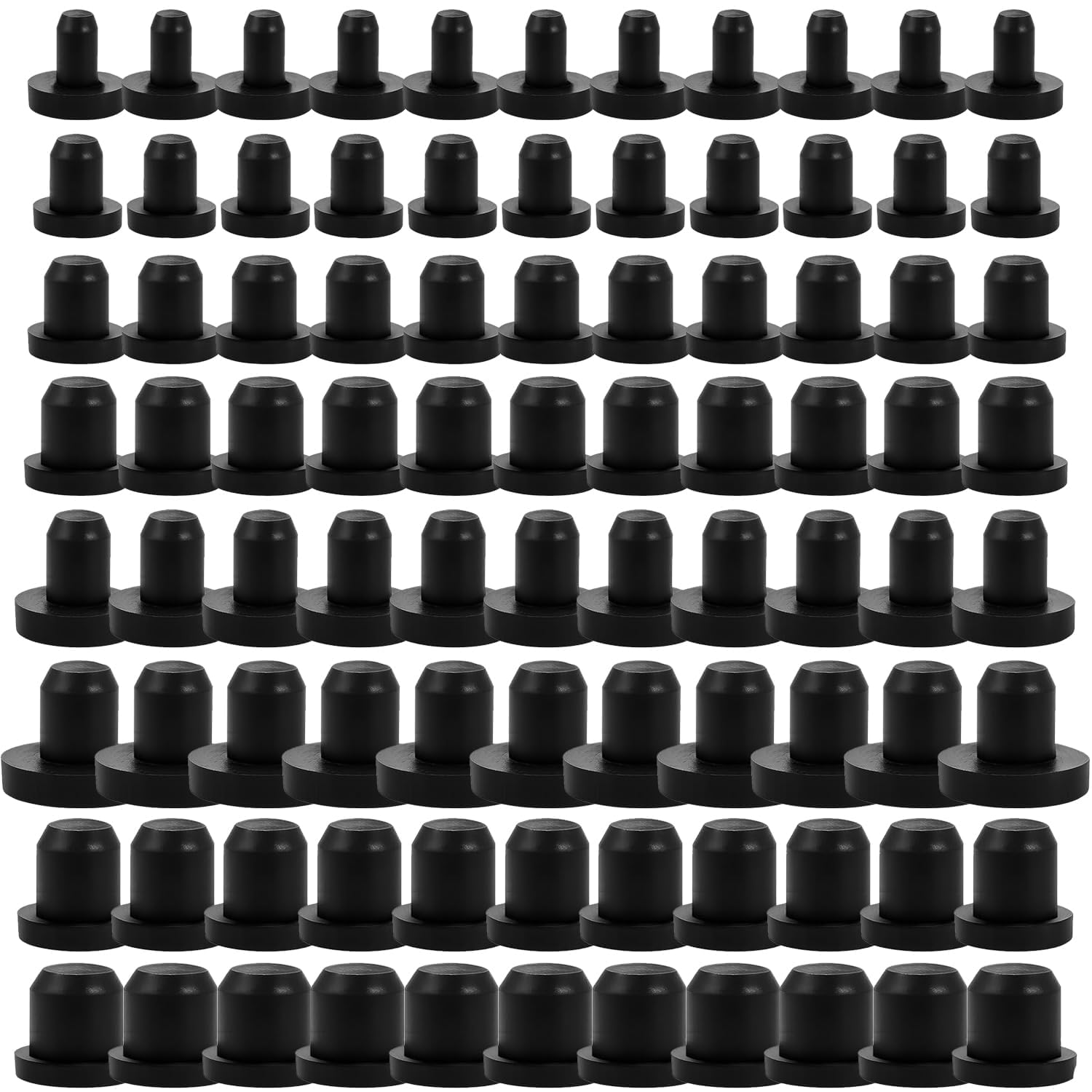 88-Piece Silicone Rubber Hole Plug Assortment, 8 Varied Sizes T-Type Caps for Round Openings, Heat-Resistant Black Plugs for Pipe and Tube Sealing