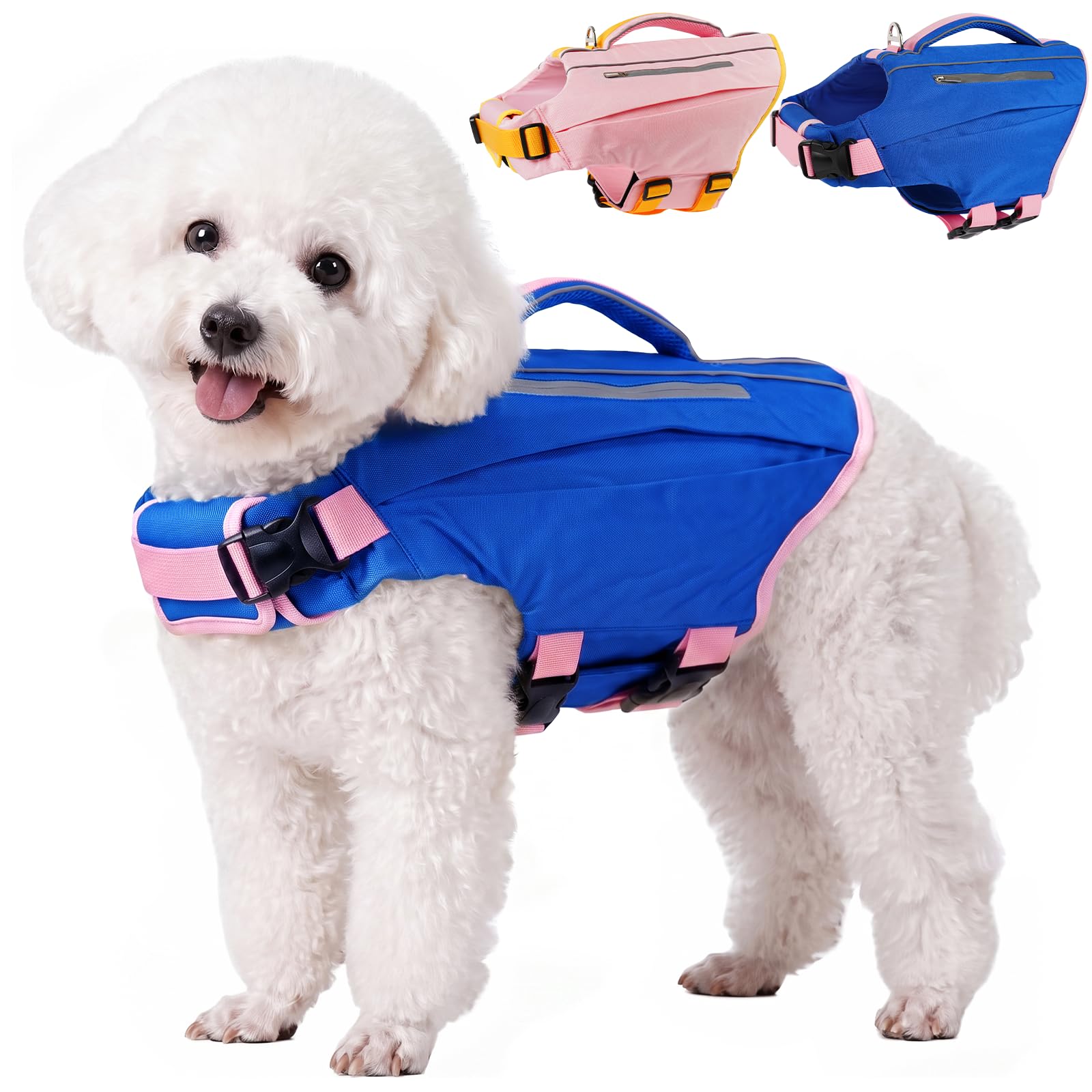 Kuoser Dog Ripstop Life Vest Safty Life Jacket with Handle Swimming Blue M — image 1