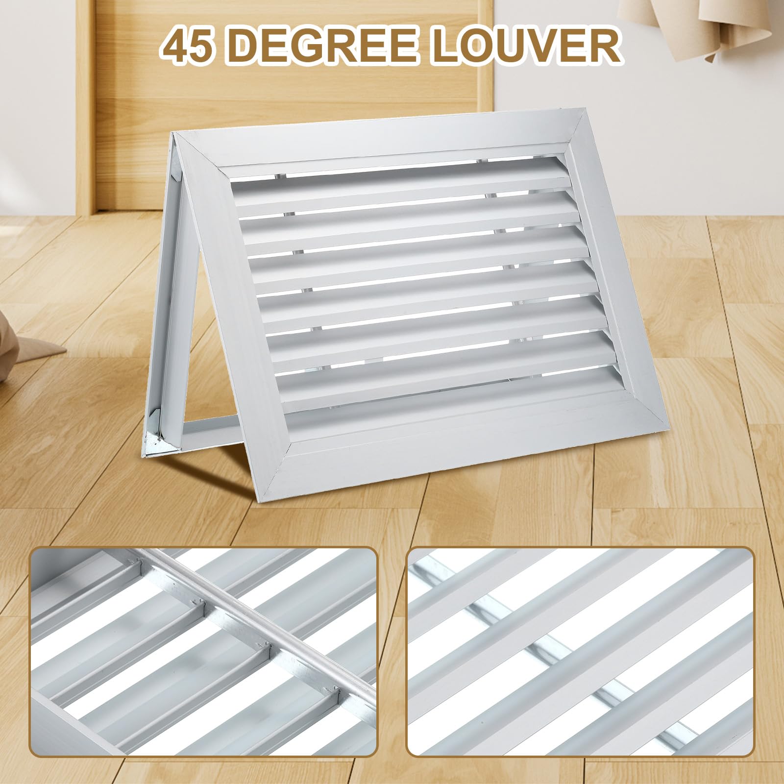PATIKIL Door Air Vent Cover, 16 x 10 Inch, Aluminum Grille Ventilation Cover, Louvered Door Vent Grille - Image 3