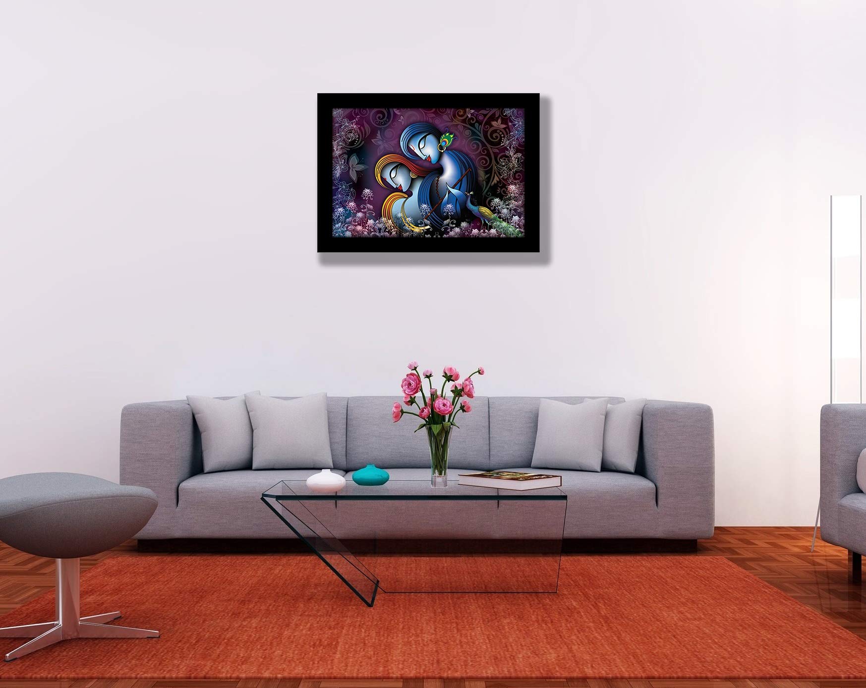 LIFEHAXTORE® Krishna Radha Art Framed painting | Ready to hang - (Wood, 12inch x 18 inch) 2
