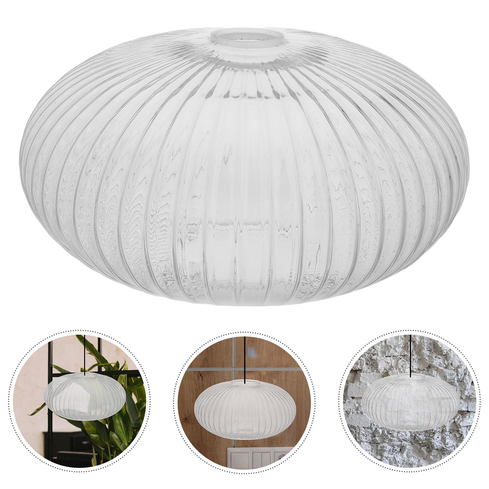Pantalla de Lámpara Diseño Transparente y Rayas Redonda de Material Resistente y Estilo Minimalista Cubierta de Luz para Lámpara Colgante Mesa