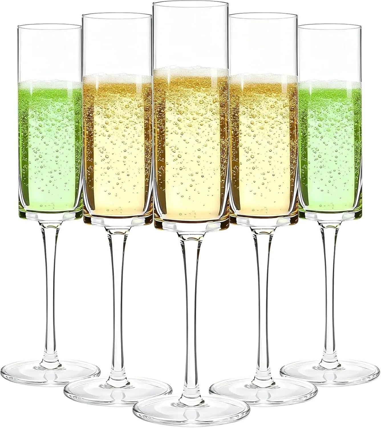 Plastic Champagne Flutes Disposable 24-Pack 6oz Clear Square Disposable Champagne Flutes, Shatterproof for Wedding & Party