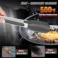 Vista 3 de Walfos Pinzas pequeñas de silicona para cocinar: pinzas de cocina de 7 pulgadas con puntas de silicona, ideales para cocinar, girar, servir, juego 3