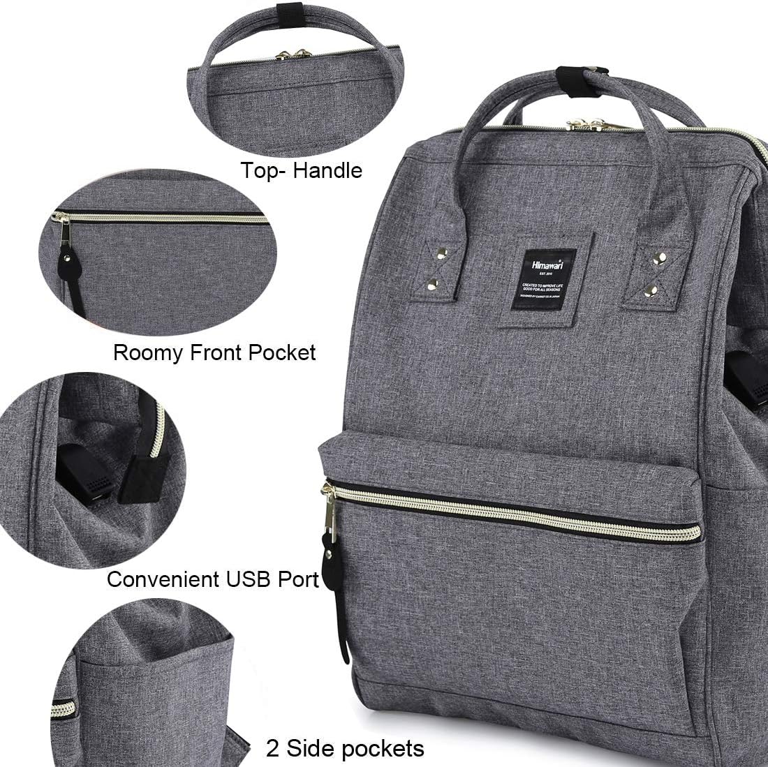 🛒 Crаzу Dеаlѕ Himawari Travel School Backpack with USB Charging Port 15.6 Inch Doctor Work Bag for Women&Men College Students(USB Gray)
