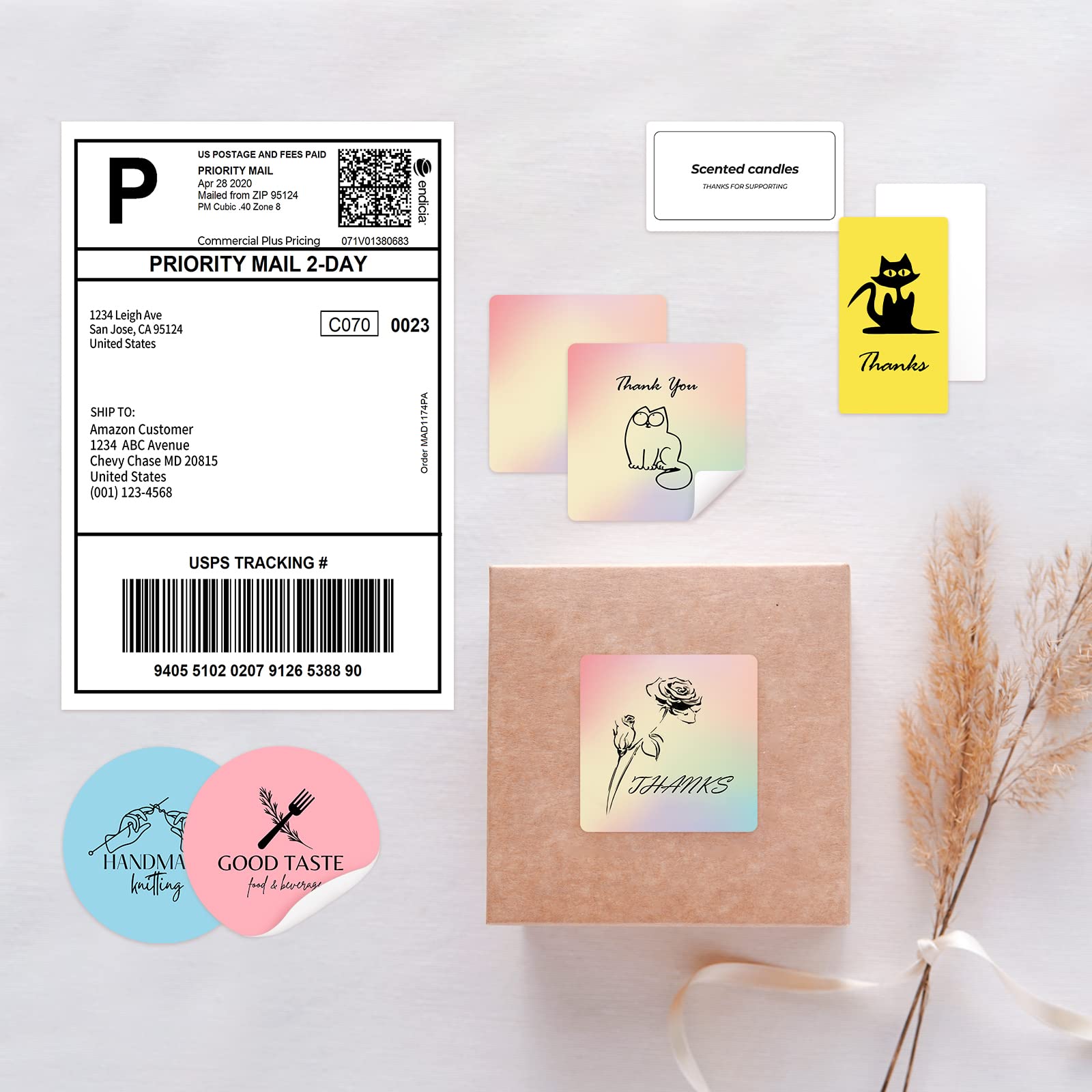 MUNBYN 50 x 50mm Rectangle Thermal Label Stickers, Rainbow Colour Thermal Labels - Image 4