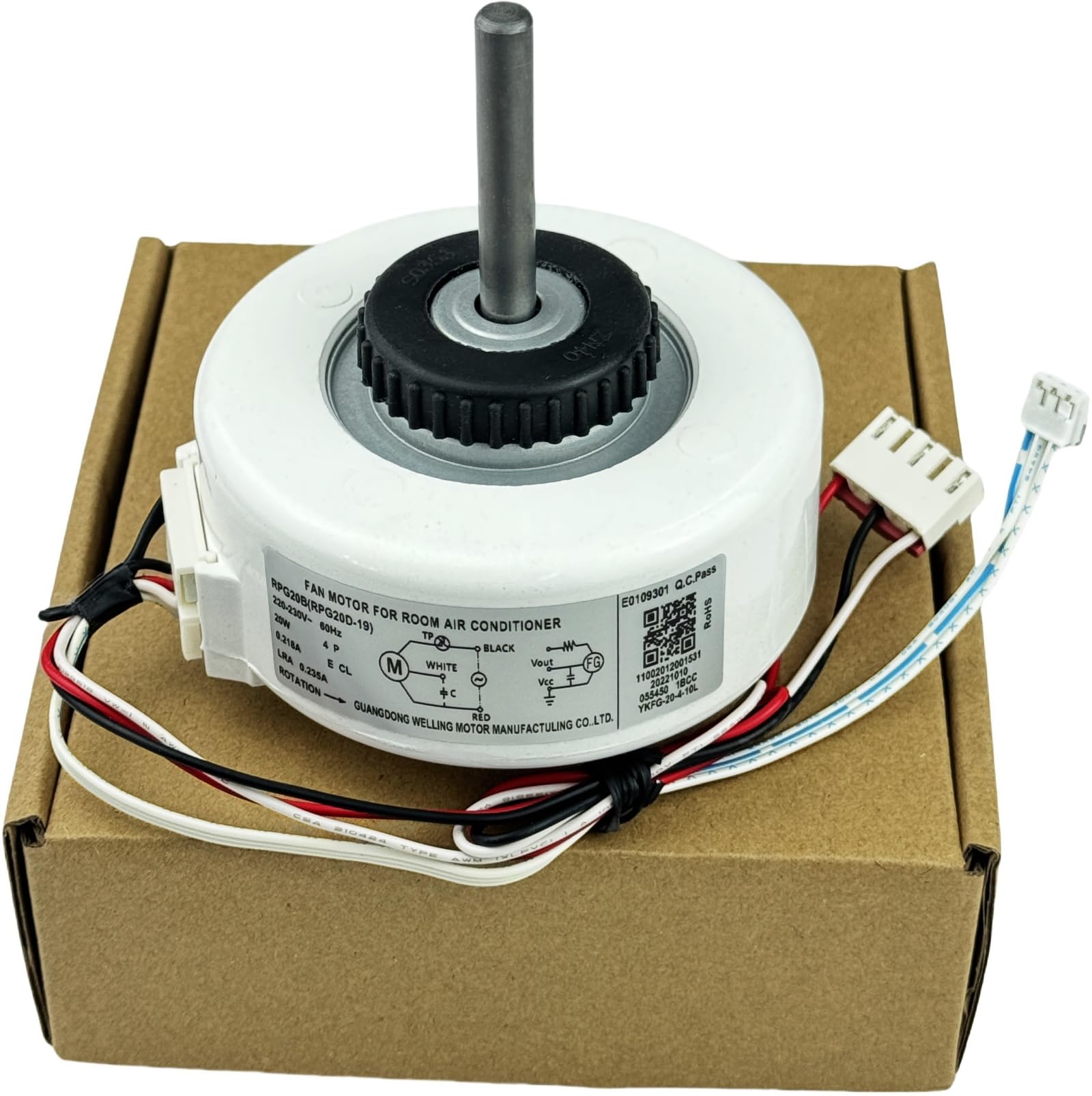 RPG20B (RPG20D-19) YKFG-20-4-10L Klimaanlage Lüftermotor passend für Midea Klimaanlage, 208-230V 60Hz 20W 0,218A Klimaanlage Innen Bürstenloser DC Lüftermotor