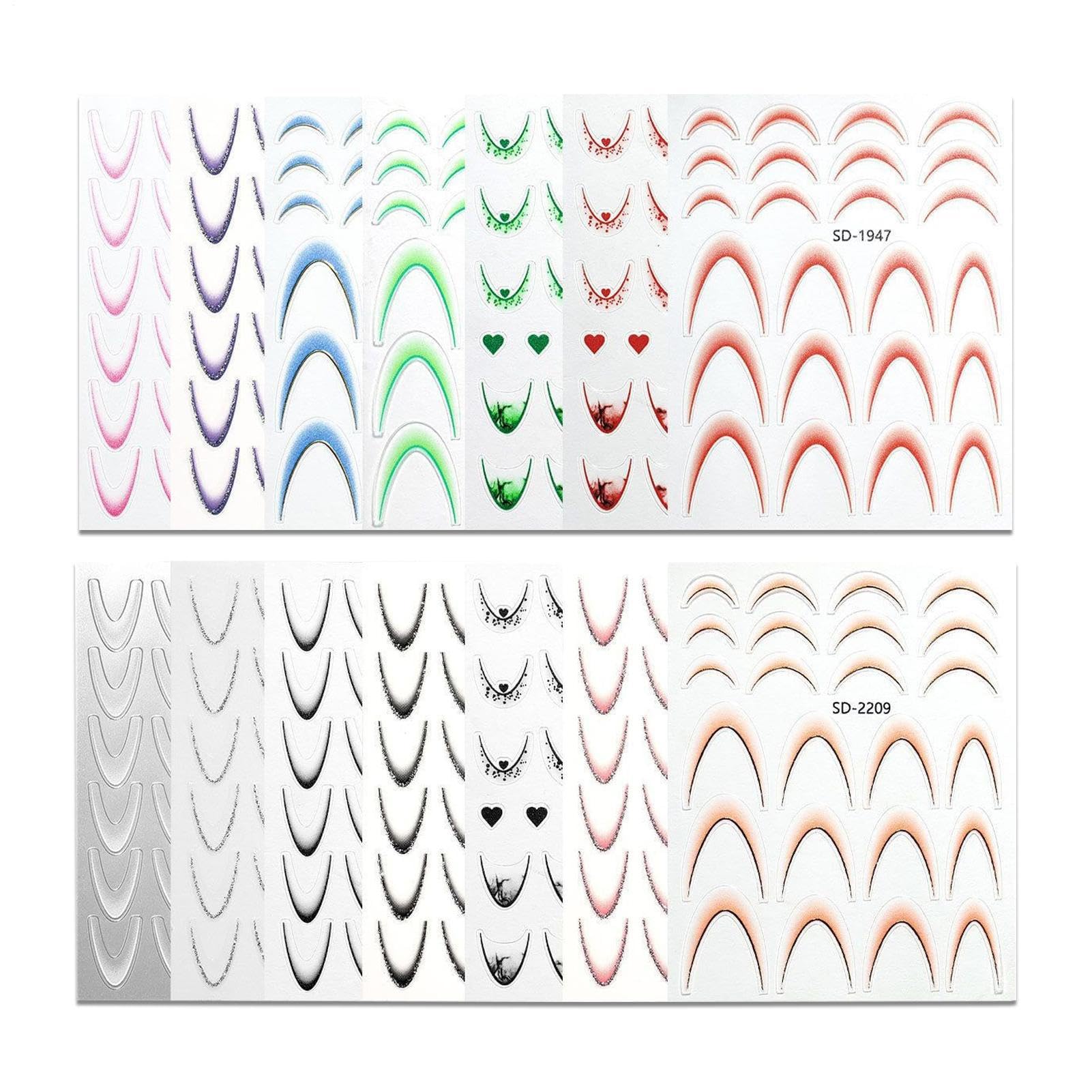 French Stickers for Nails | 14 Sheet Gel Polish Wraps,French Tip Tape Gradient | for Women Beginners Artists Home Salon Travel Daily Routine Grooming